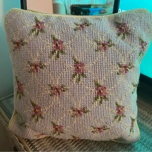 Vintage Embroidered Floral Pillow